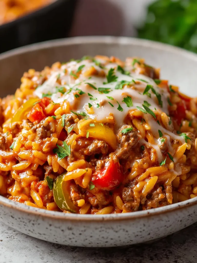 Ground Beef Orzo with Tomato Cream Sauce First Image
