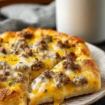 Delicious Sausage Gravy Crescent Roll Breakfast Pizza First Image