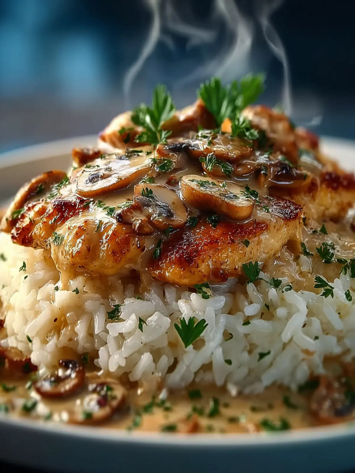 Creamy Smothered Chicken and Rice First Image