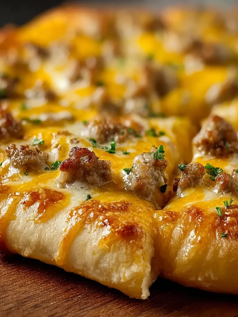 Delicious Sausage Gravy Crescent Roll Breakfast Pizza First Image