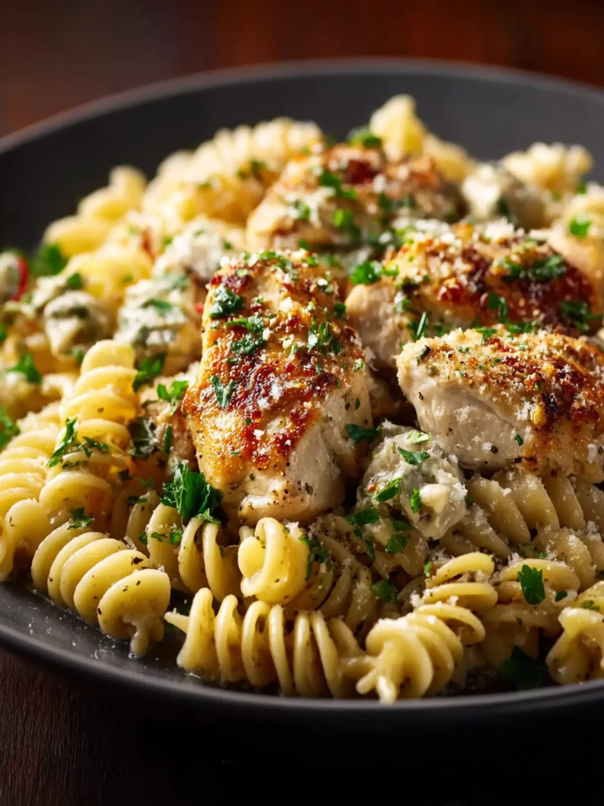 Crockpot Garlic Parmesan Chicken Pasta First Image