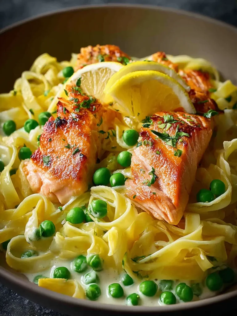 Savory Salmon & Pea Pasta with Creamy Lemon Sauce First Image