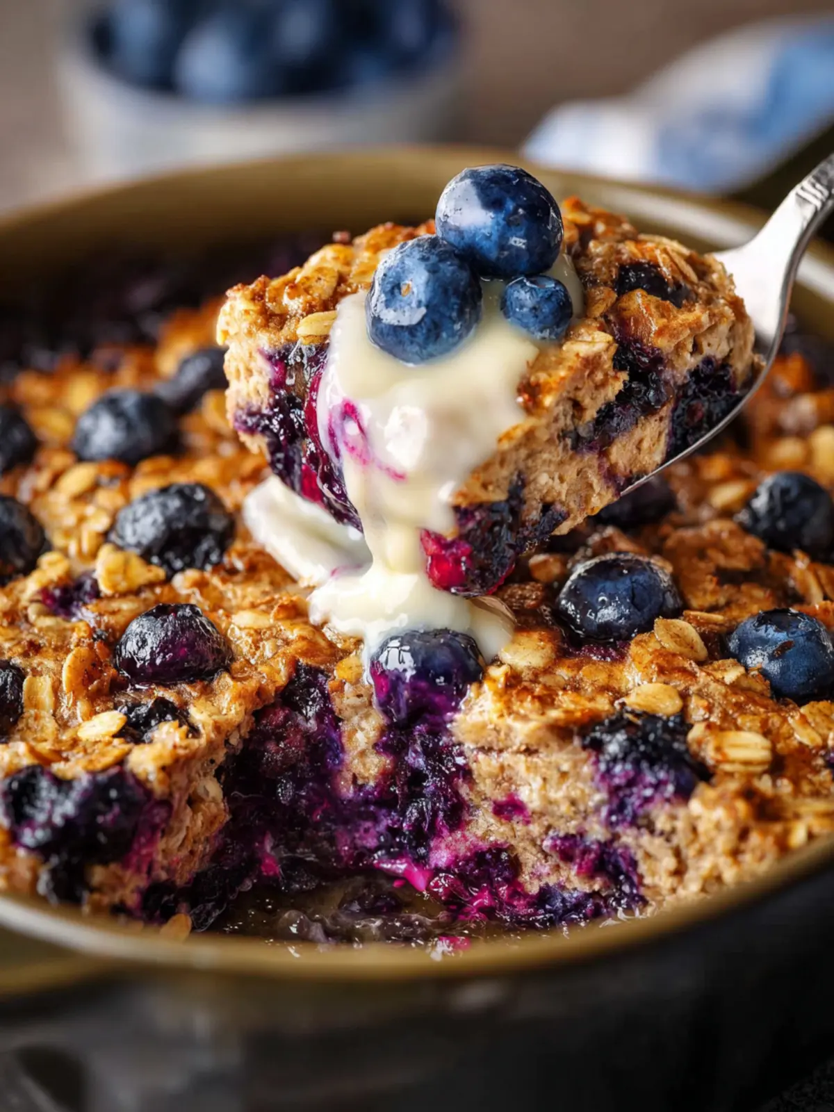Blueberry Baked Oatmeal with Greek Yogurt First Image