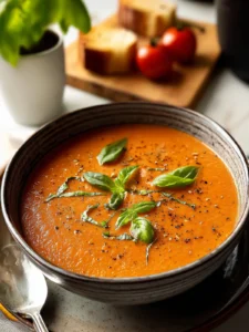 Delightful Creamy Roasted Tomato & Basil Soup Recipe First Image