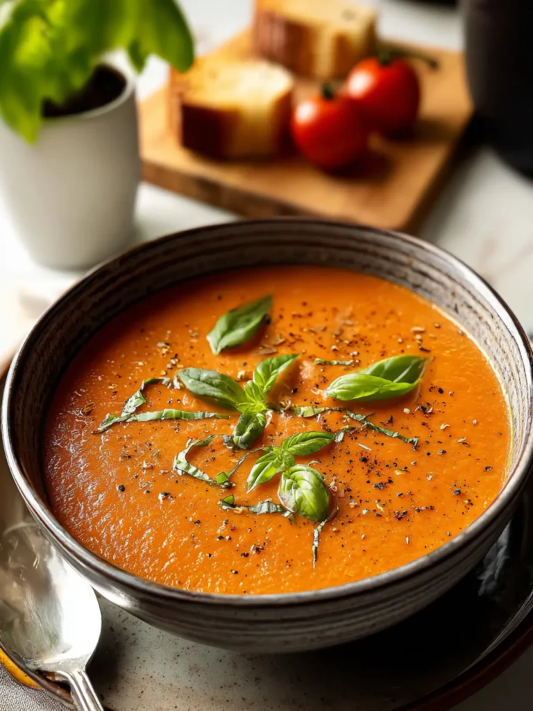 Delightful Creamy Roasted Tomato & Basil Soup Recipe First Image