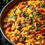 Ground Beef Orzo with Tomato Cream Sauce First Image