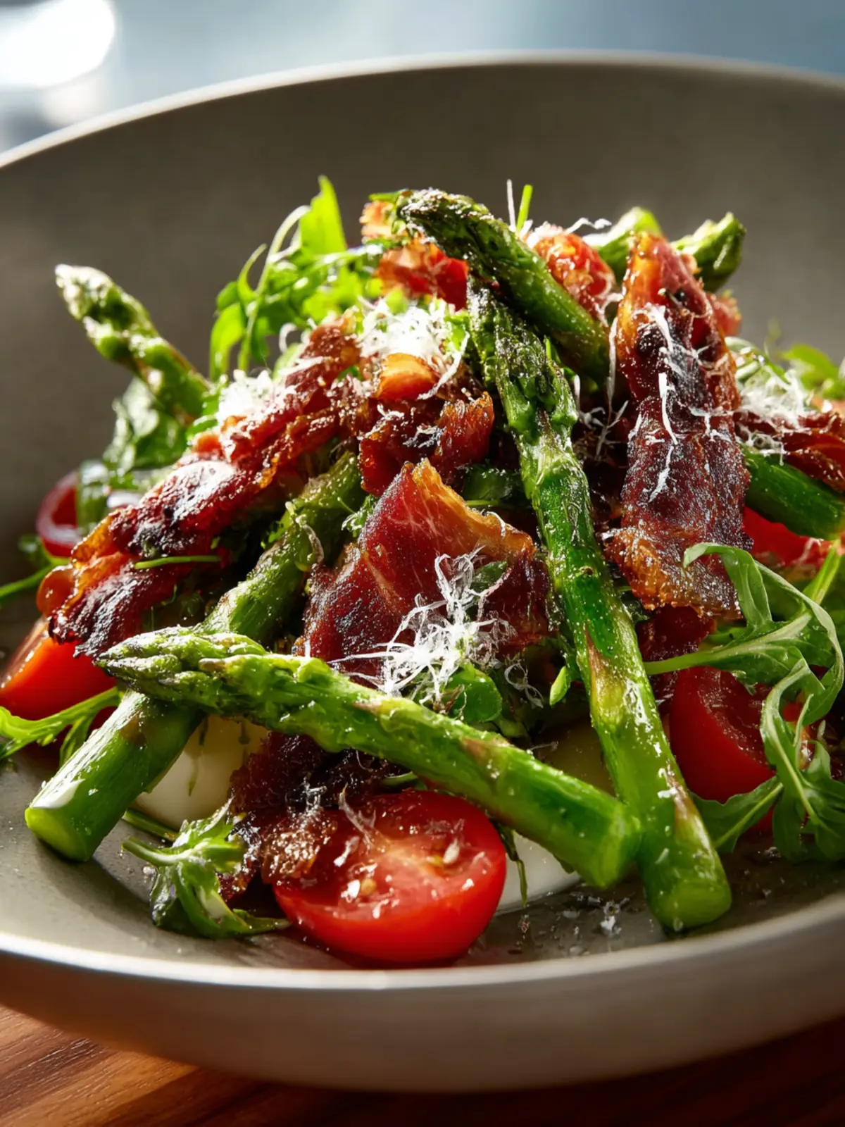 Crispy Beef Prosciutto & Warm Asparagus Spring Salad First Image
