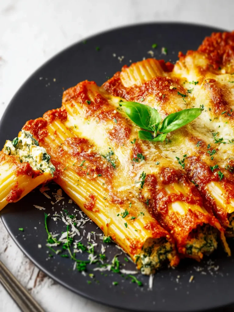 Easy Vegetarian Spinach + Cheese Manicotti Recipe First Image