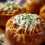 Spaghetti Garlic Bread Bowls First Image