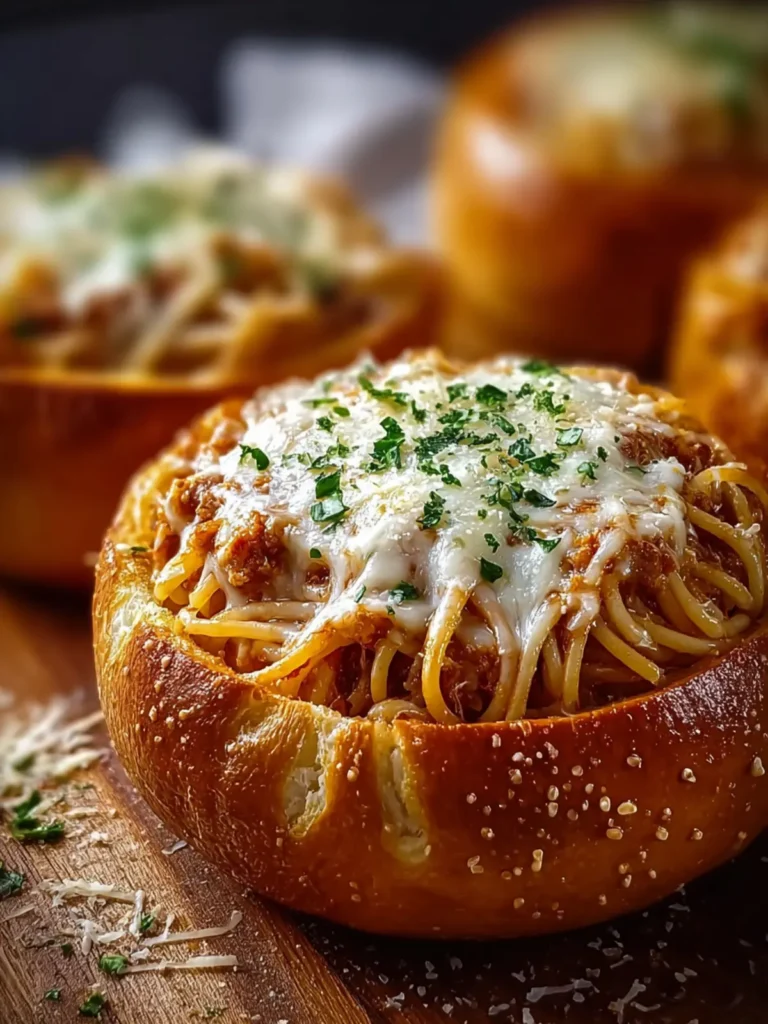 Spaghetti Garlic Bread Bowls First Image